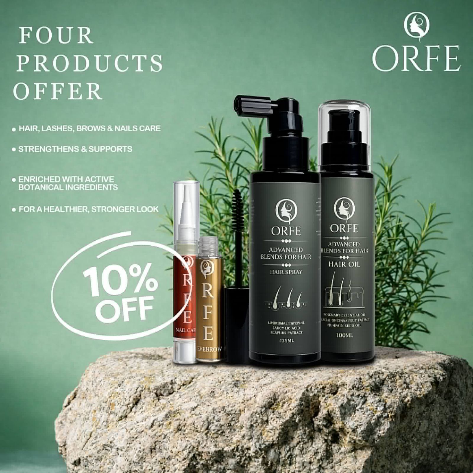 Orfe Complete Care Box – العناية المتكاملة للشعر، الرموش، الحواجب والأظافر (عرض 4 منتجات بخصم خاص)